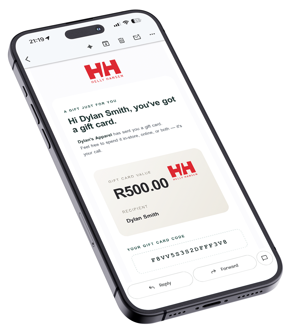 BigPlus gift card on phone